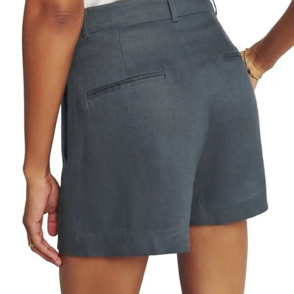 Reformation Mason Pleated Linen Shorts Slate - Picture 2 of 2